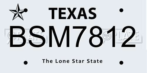 BSM7812 Texas License Plate