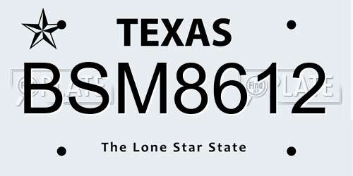 BSM8612 Texas License Plate