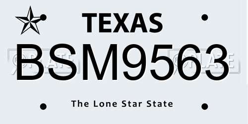 BSM9563 Texas License Plate