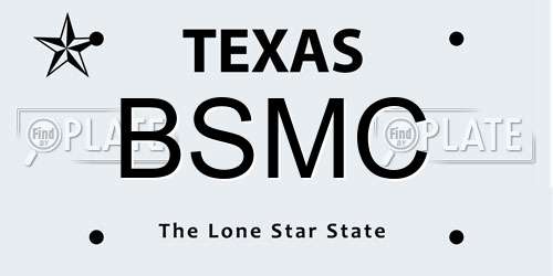 BSMC Texas License Plate