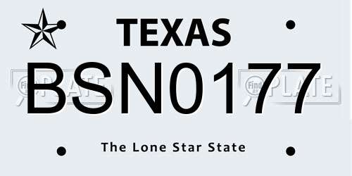 BSN0177 Texas License Plate