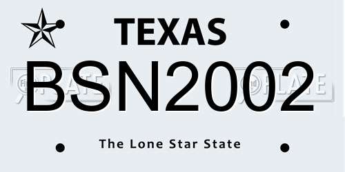 BSN2002 Texas License Plate