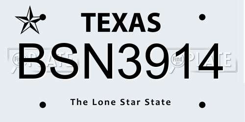 BSN3914 Texas License Plate