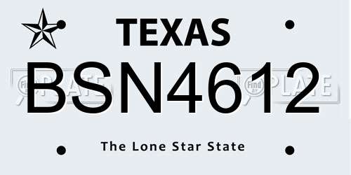 BSN4612 Texas License Plate
