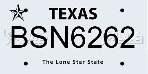 BSN6262 Texas License Plate