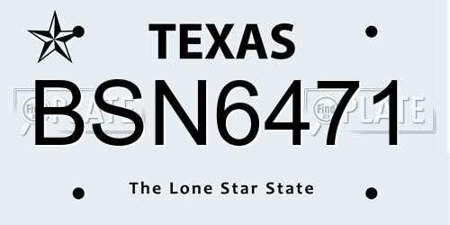 BSN6471 Texas License Plate