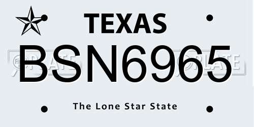 BSN6965 Texas License Plate