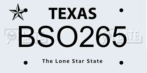 BSO265 Texas License Plate