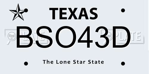 BSO43D Texas License Plate