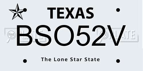 BSO52V Texas License Plate