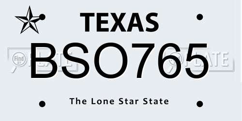 BSO765 Texas License Plate