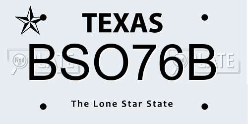 BSO76B Texas License Plate