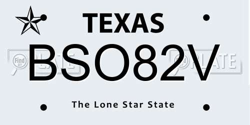 BSO82V Texas License Plate