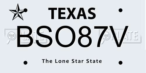 BSO87V Texas License Plate