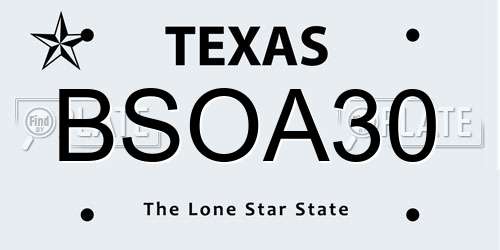 BSOA30 Texas License Plate