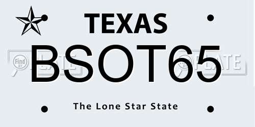 BSOT65 Texas License Plate