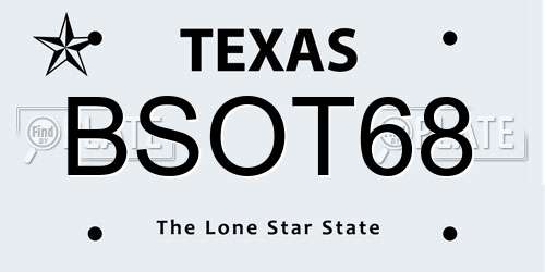 BSOT68 Texas License Plate