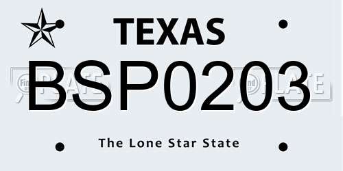 BSP0203 Texas License Plate