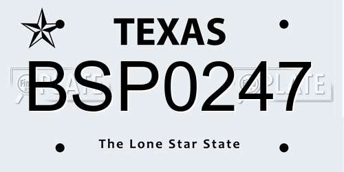 BSP0247 Texas License Plate