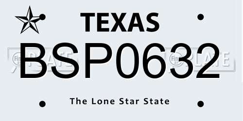 BSP0632 Texas License Plate