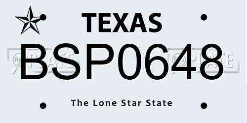 BSP0648 Texas License Plate