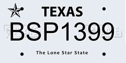 BSP1399 Texas License Plate