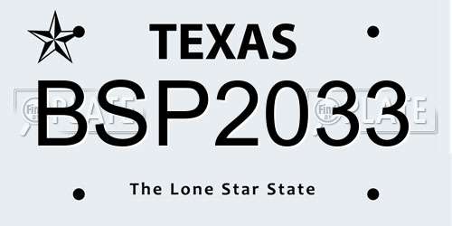 BSP2033 Texas License Plate