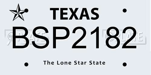 BSP2182 Texas License Plate