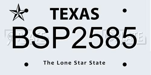 BSP2585 Texas License Plate