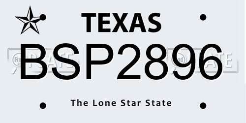 BSP2896 Texas License Plate
