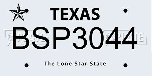 BSP3044 Texas License Plate