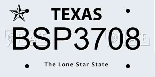 BSP3708 Texas License Plate