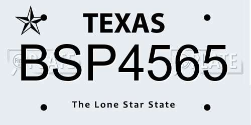BSP4565 Texas License Plate