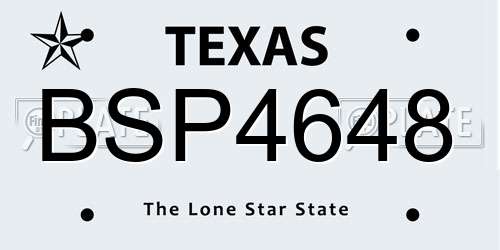 BSP4648 Texas License Plate