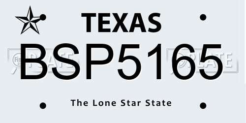 BSP5165 Texas License Plate