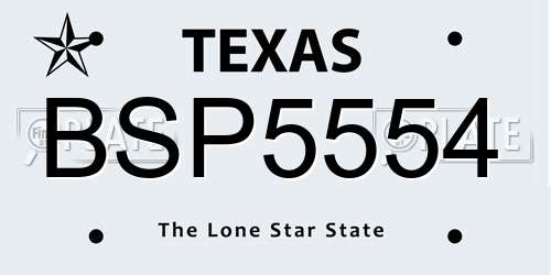 BSP5554 Texas License Plate