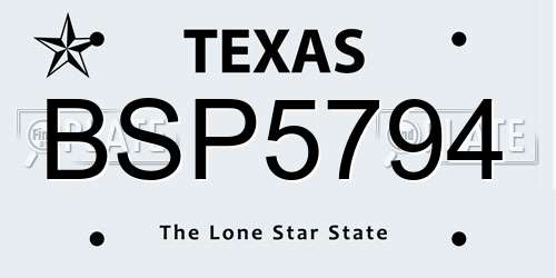 BSP5794 Texas License Plate