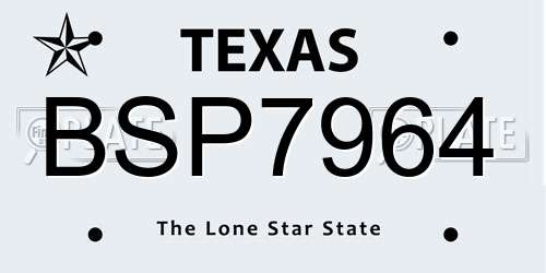 BSP7964 Texas License Plate