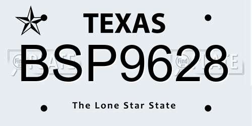 BSP9628 Texas License Plate