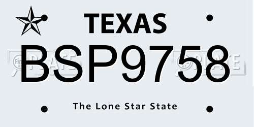 BSP9758 Texas License Plate