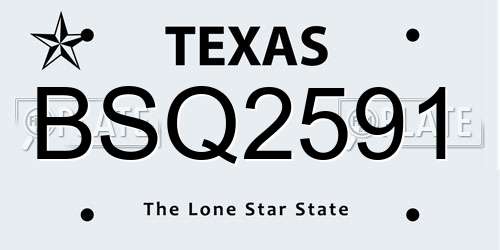 BSQ2591 Texas License Plate