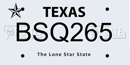 BSQ265 Texas License Plate