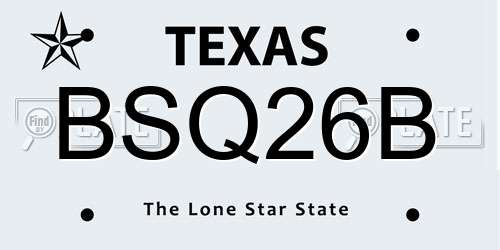 BSQ26B Texas License Plate