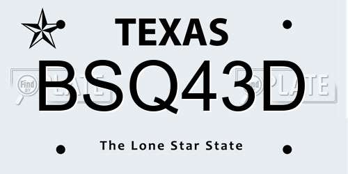 BSQ43D Texas License Plate