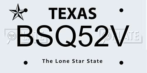 BSQ52V Texas License Plate