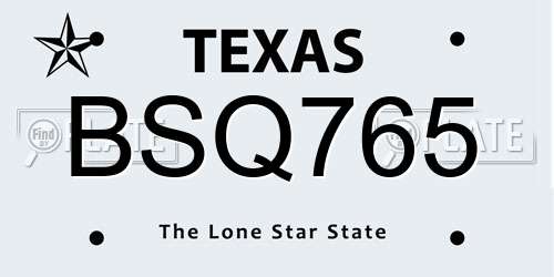 BSQ765 Texas License Plate