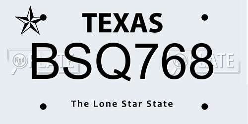 BSQ768 Texas License Plate
