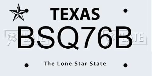 BSQ76B Texas License Plate