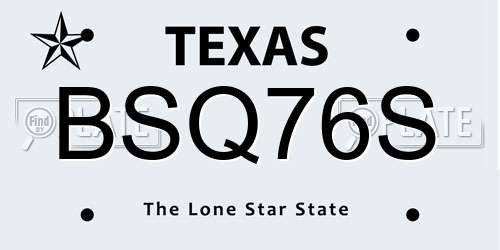 BSQ76S Texas License Plate