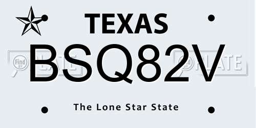 BSQ82V Texas License Plate